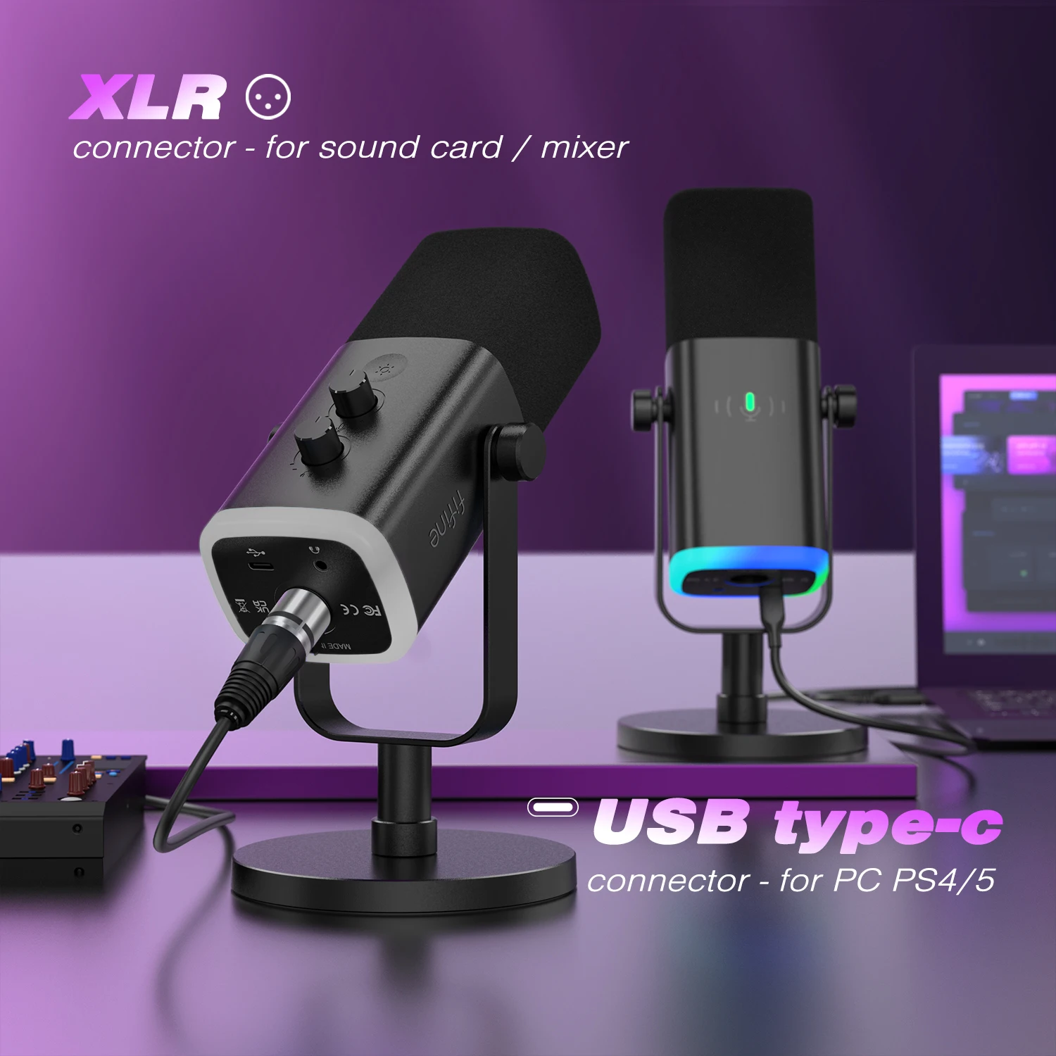 Alternative view of FIFINE Ampligame AM8 Dynamic USB/XLR Microphone - AM8P - CHINA